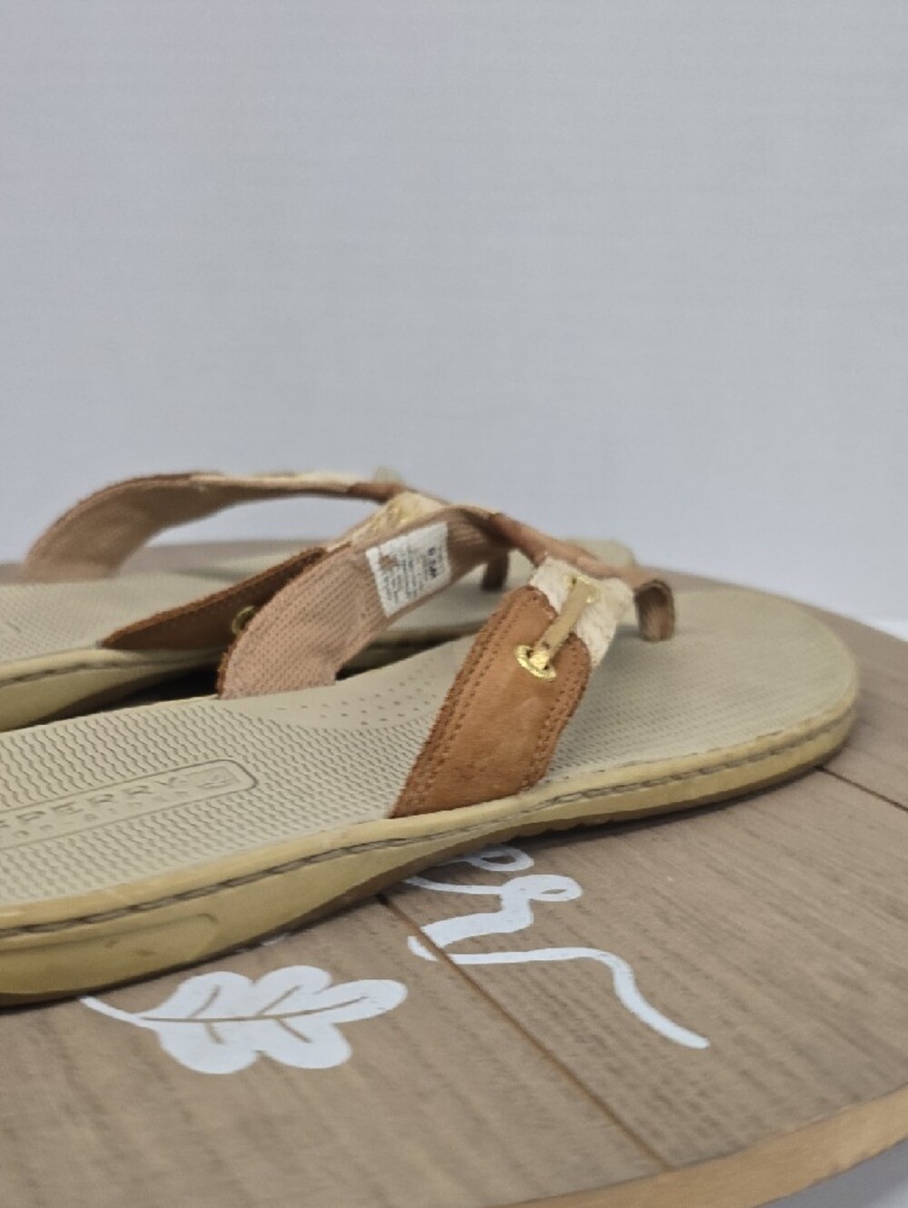 Sperry Tan Cream & Gold Braided Thong Sandals Womens Size 9.5 - Picture 5 of 16